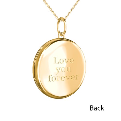 Engravable Round Photo Locket Necklace – 18K Gold Plated Silver