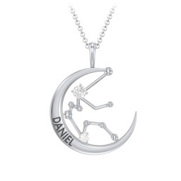 Engravable Aquarius Constellation Necklace With Gemstone