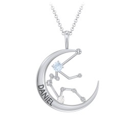 Engravable Aquarius Constellation Necklace With Gemstone