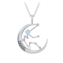Engravable Aquarius Constellation Necklace With Gemstone