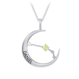 Engravable Aries Constellation Necklace With Gemstone