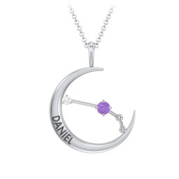 Engravable Aries Constellation Necklace With Gemstone