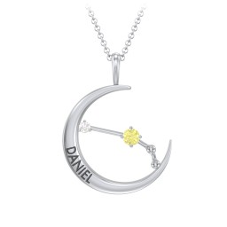 Engravable Aries Constellation Necklace With Gemstone