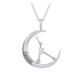 Engravable Cancer Constellation Necklace With Gemstone