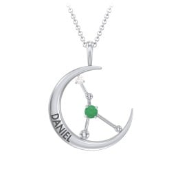 Engravable Cancer Constellation Necklace With Gemstone