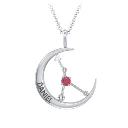 Engravable Cancer Constellation Necklace With Gemstone