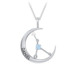 Engravable Cancer Constellation Necklace With Gemstone
