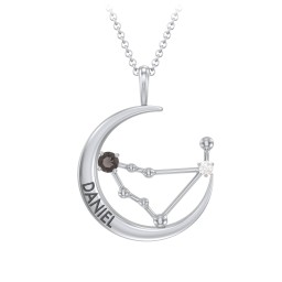 Engravable Capricorn Constellation Necklace With Gemstone