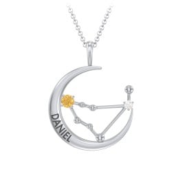 Engravable Capricorn Constellation Necklace With Gemstone