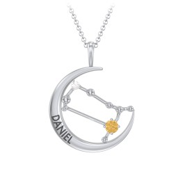 Engravable Gemini Constellation Necklace With Gemstone