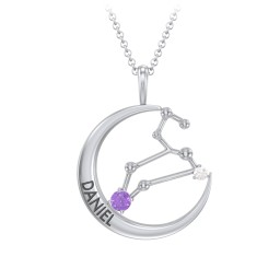 Engravable Leo Constellation Necklace With Gemstone