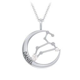 Engravable Leo Constellation Necklace With Gemstone