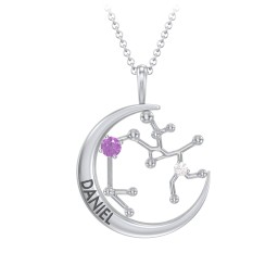 Engravable Sagittarius Constellation Necklace With Gemstone