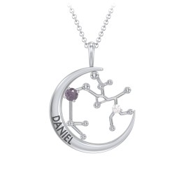 Engravable Sagittarius Constellation Necklace With Gemstone