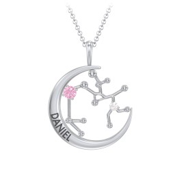 Engravable Sagittarius Constellation Necklace With Gemstone