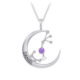 Engravable Scorpio Constellation Necklace With Gemstone