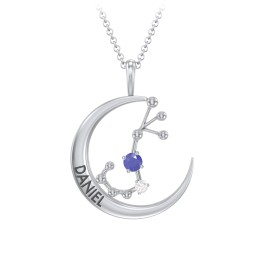 Engravable Scorpio Constellation Necklace With Gemstone