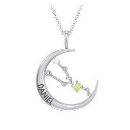Engravable Taurus Constellation Necklace With Gemstone