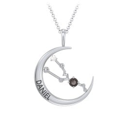 Engravable Taurus Constellation Necklace With Gemstone