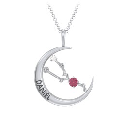 Engravable Taurus Constellation Necklace With Gemstone