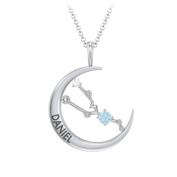 Engravable Taurus Constellation Necklace With Gemstone