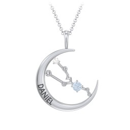 Engravable Taurus Constellation Necklace With Gemstone