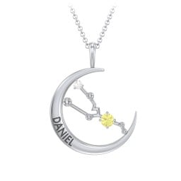 Engravable Taurus Constellation Necklace With Gemstone