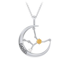 Engravable Virgo Constellation Necklace With Gemstone
