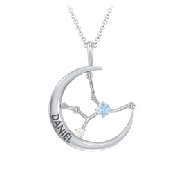 Engravable Virgo Constellation Necklace With Gemstone