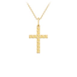 Small Gemstone Cross Pendant in 18K Gold Plated Silver with Citrine