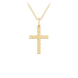 Small Gemstone Cross Pendant in 18K Gold Plated Silver with Citrine