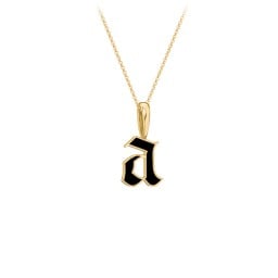 Enamel Gothic Initial Necklace