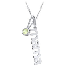 Modern Mama Necklace with Birthstone Charm in 925 Sterling Silver with Peridot