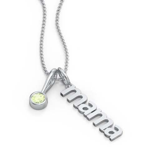 Modern Mama Necklace with Birthstone Charm – Sterling Silver with Peridot