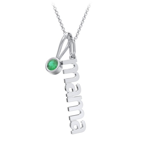 Modern Mama Necklace with Birthstone Charm – Sterling Silver with Emerald