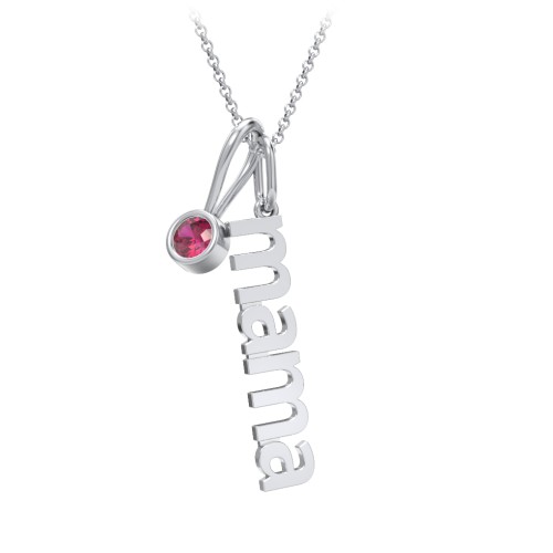 Modern Mama Necklace with Birthstone Charm – Sterling Silver with Ruby