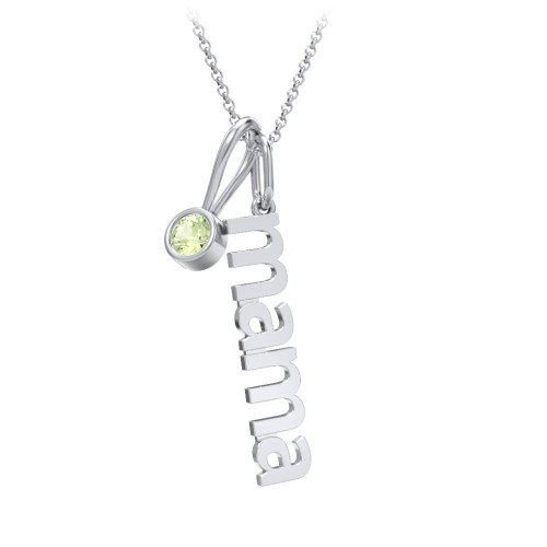 Modern Mama Necklace with Birthstone Charm – Sterling Silver with Peridot