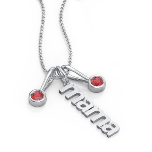 Modern Mama Necklace with 2 Birthstone Charms
