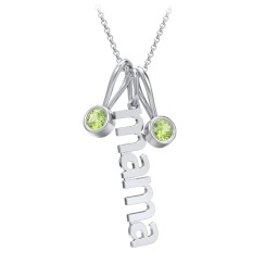 Modern Mama Necklace with 2 Birthstone Charms in 925 Sterling Silver with Peridot