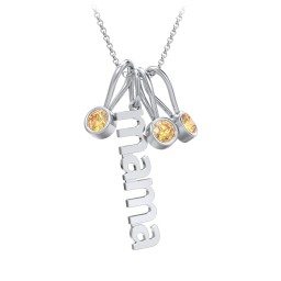 Modern Mama Necklace with 3 Birthstone Charms
