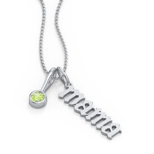 Gothic Mama Necklace with Birthstone Charm