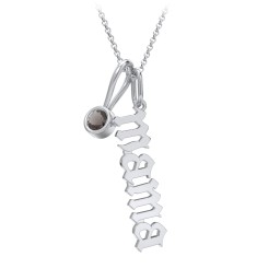 Gothic Mama Necklace with Birthstone Charm in 925 Sterling Silver with Smokey Quartz