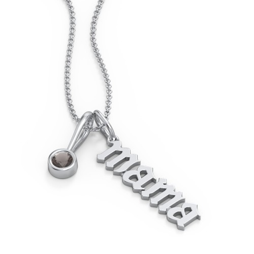 Gothic Mama Necklace with Birthstone Charm – Sterling Silver with Smokey Quartz