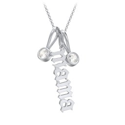Gothic Mama Necklace with 2 Birthstone Charms