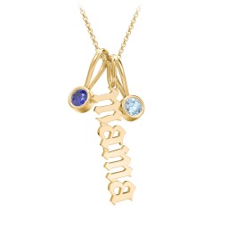 Gothic Mama Necklace with 2 Birthstone Charms