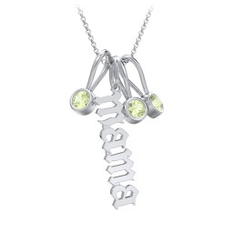 Gothic Mama Necklace with 3 Birthstone Charms