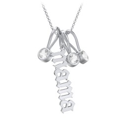 Gothic Mama Necklace with 3 Birthstone Charms