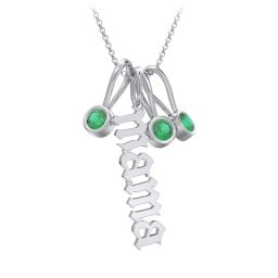 Gothic Mama Necklace with 3 Birthstone Charms