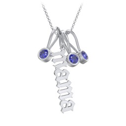 Gothic Mama Necklace with 3 Birthstone Charms