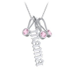 Gothic Mama Necklace with 3 Birthstone Charms